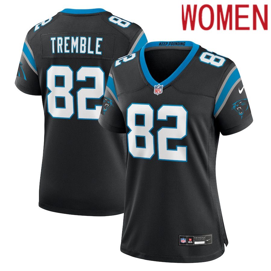 Women Carolina Panthers #82 Tommy Tremble Nike Black Team Game NFL Jersey